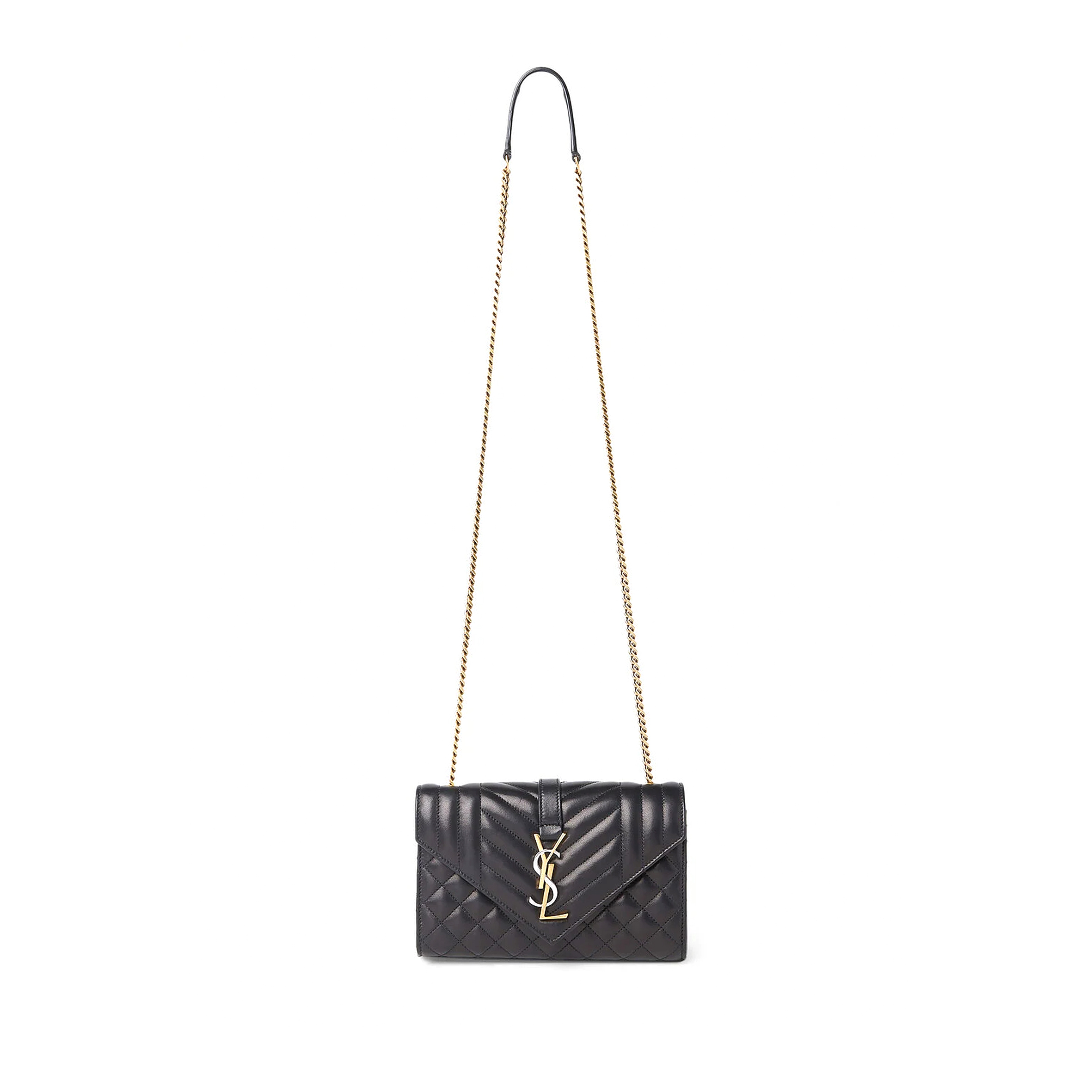 YSL ENVELOPE SMALL IN MIX MATELASSÉ QUILTED LEATHER 600195AABZO1025 (21*13*6cm)